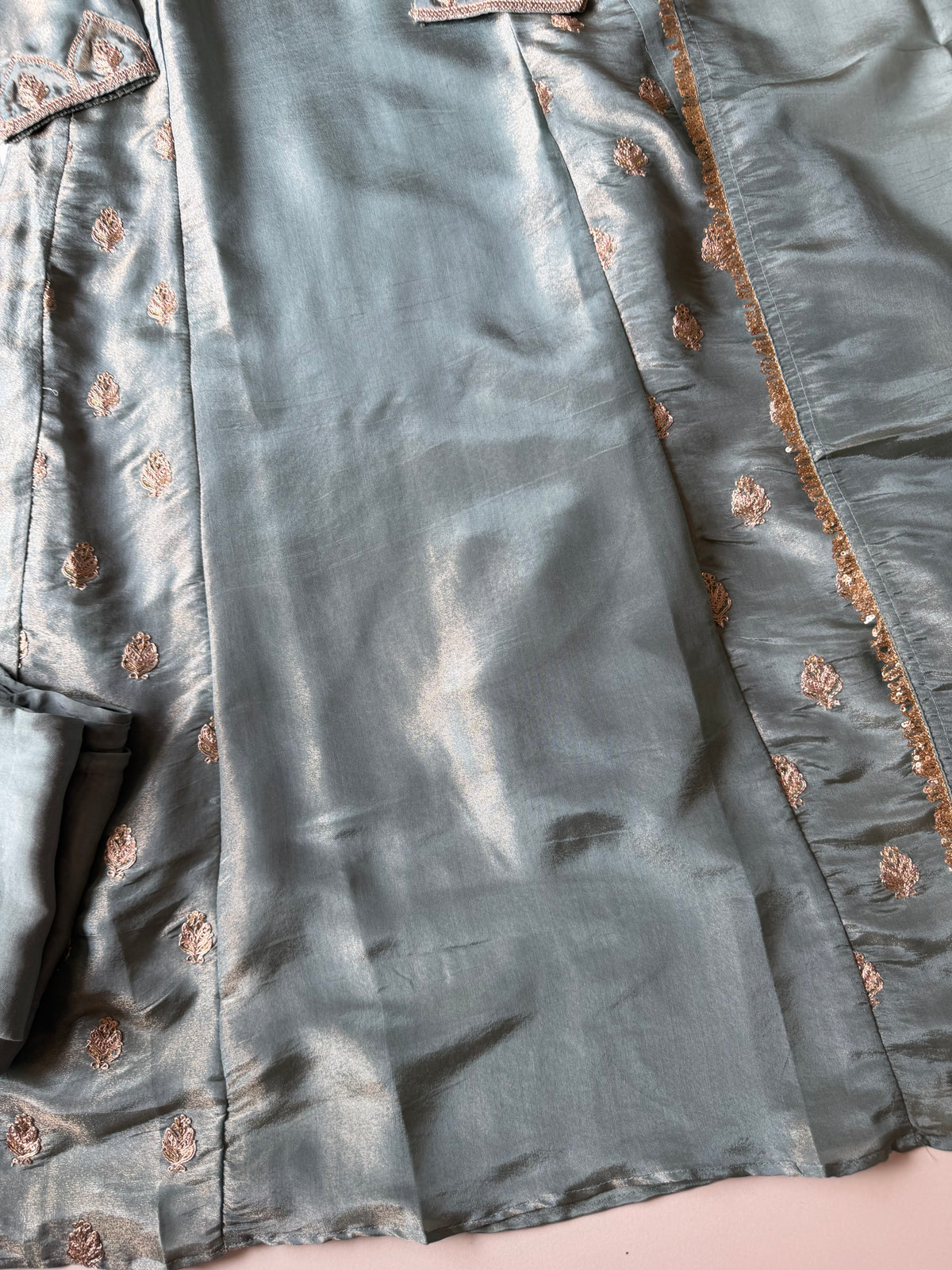K092 - Tissue silk zari Anarkali with pants and dupatta