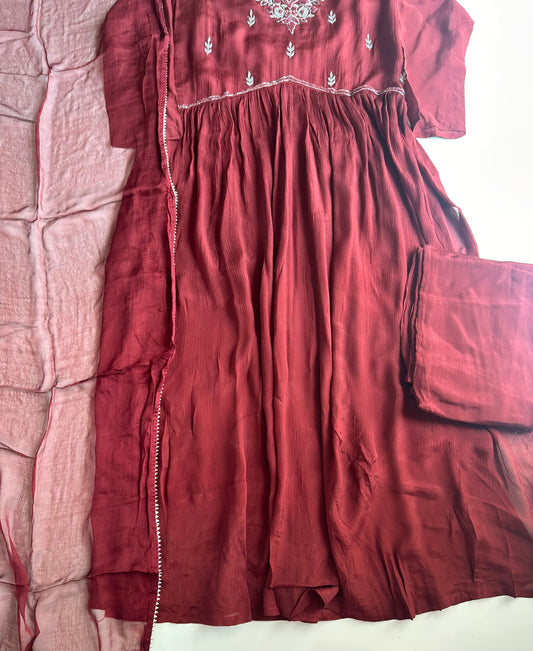 D246 - Chinnon Alia cut Anarkali with pants and dupatta