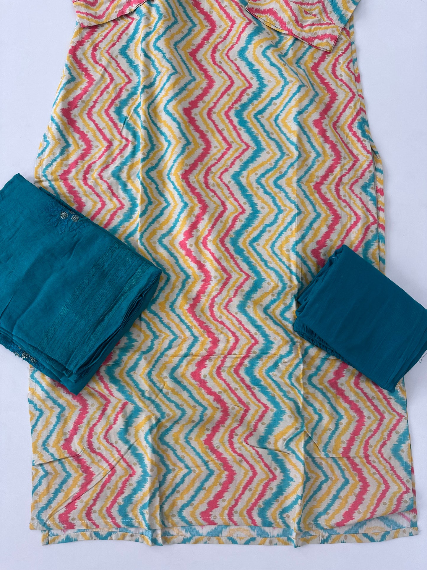 D234 - Roman silk straight kurti with pants and dupatta