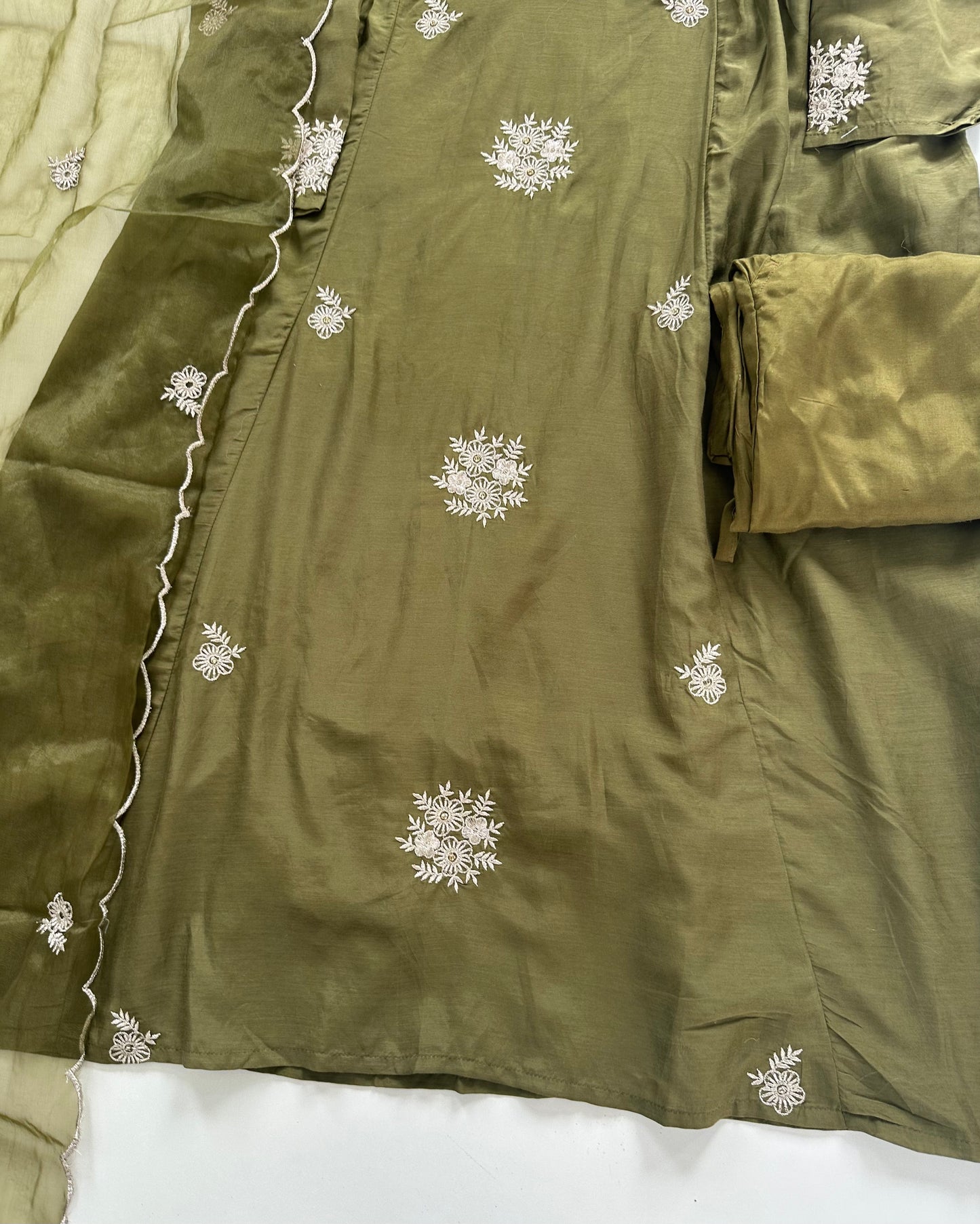 K370 - Mul Chanderi Zari work Anarkali with pants and dupatta in 2 colours