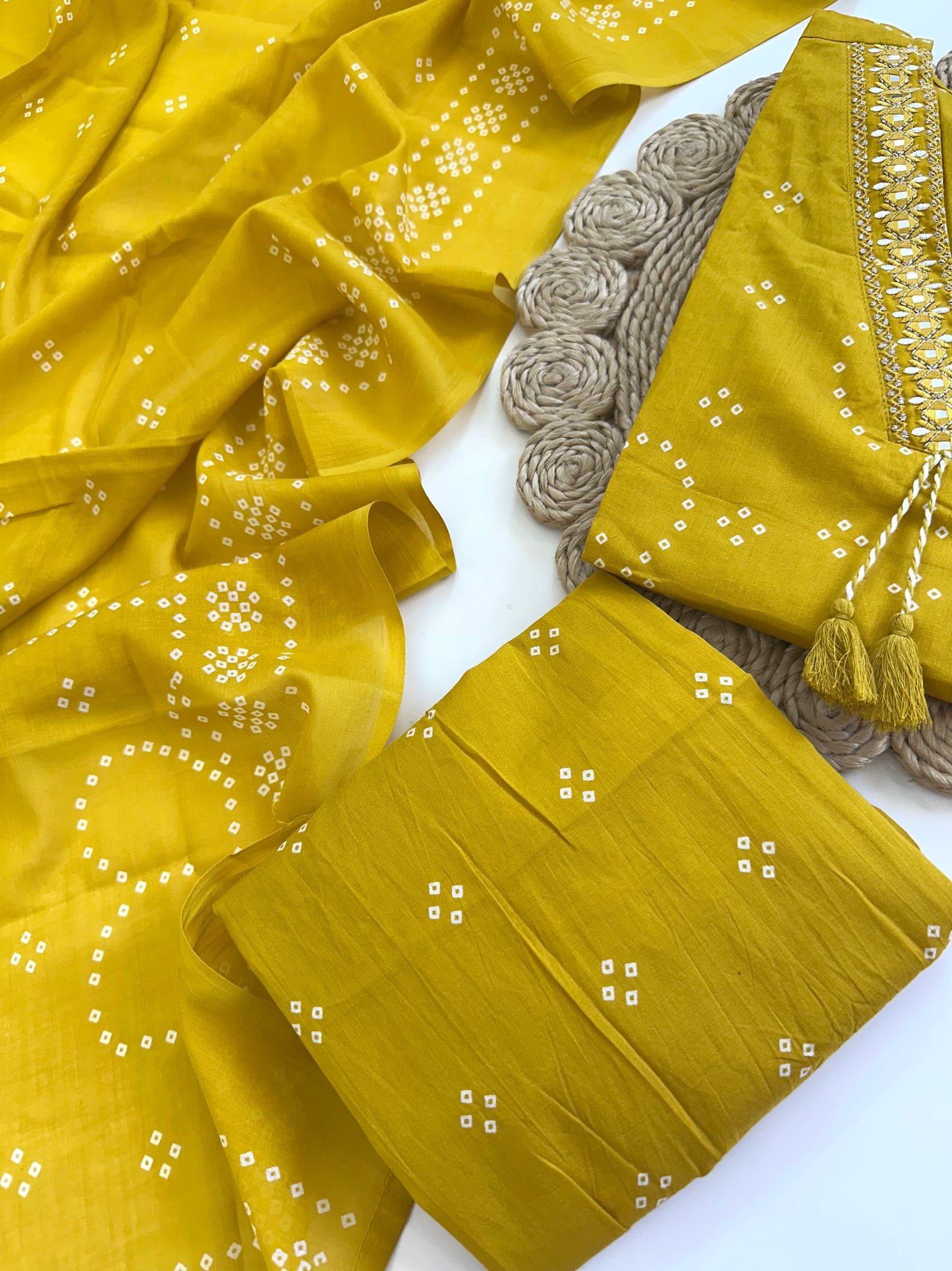 K053 - Cotton Aline Kurti with pants and dupatta in colours