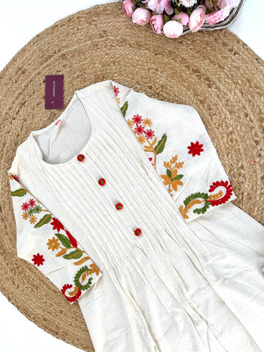 K151 - Cotton embroidered straight Kurti with pants