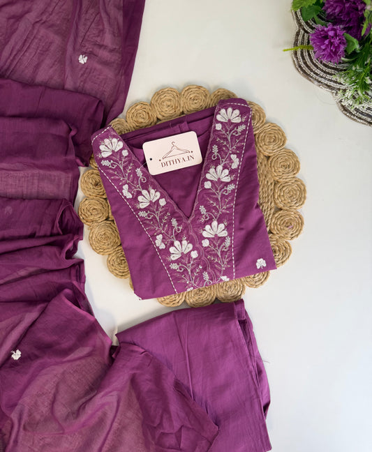 K546 - Mul cotton Straight Kurti with pants and dupatta