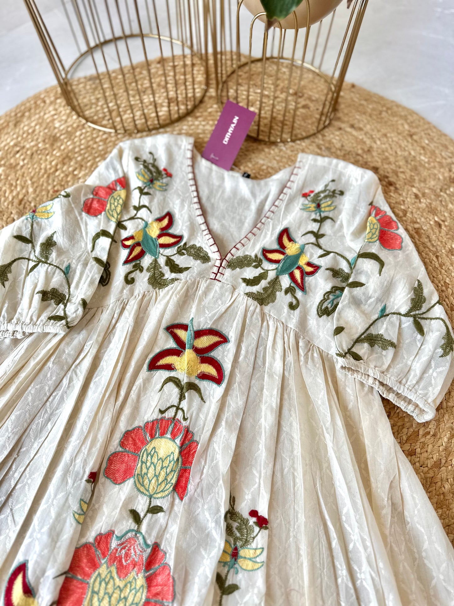 K327 - Cotton hand embroidery Dress in 4 styles