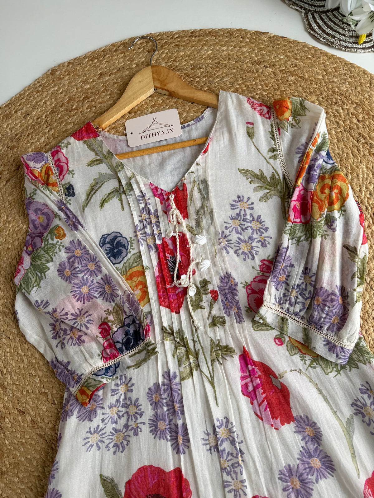 K455 - Mul cotton printed Aline Kurti with pants