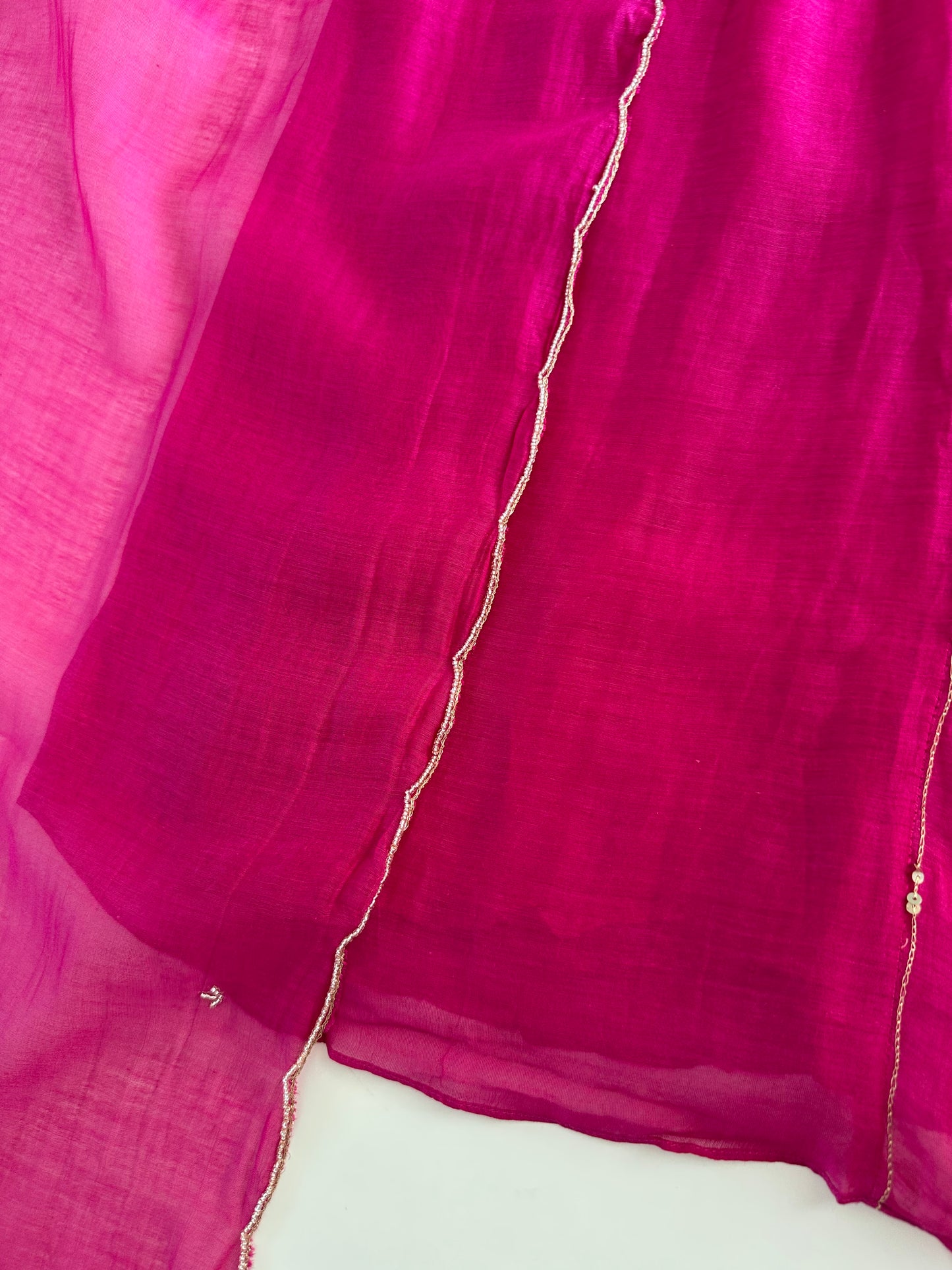 K309 - Mul Chanderi handwork Anarkali with pants and dupatta