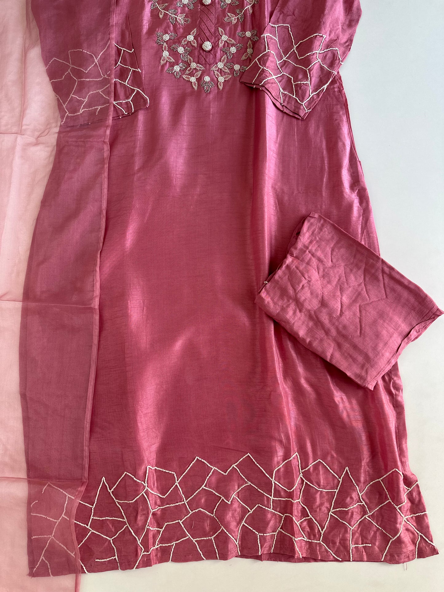 D358 - Dola silk straight kurti with pants and dupatta
