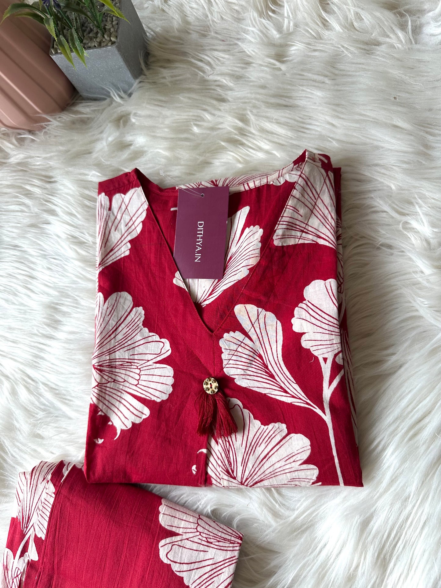 K232 - Cotton printed Aline Kurti with pants