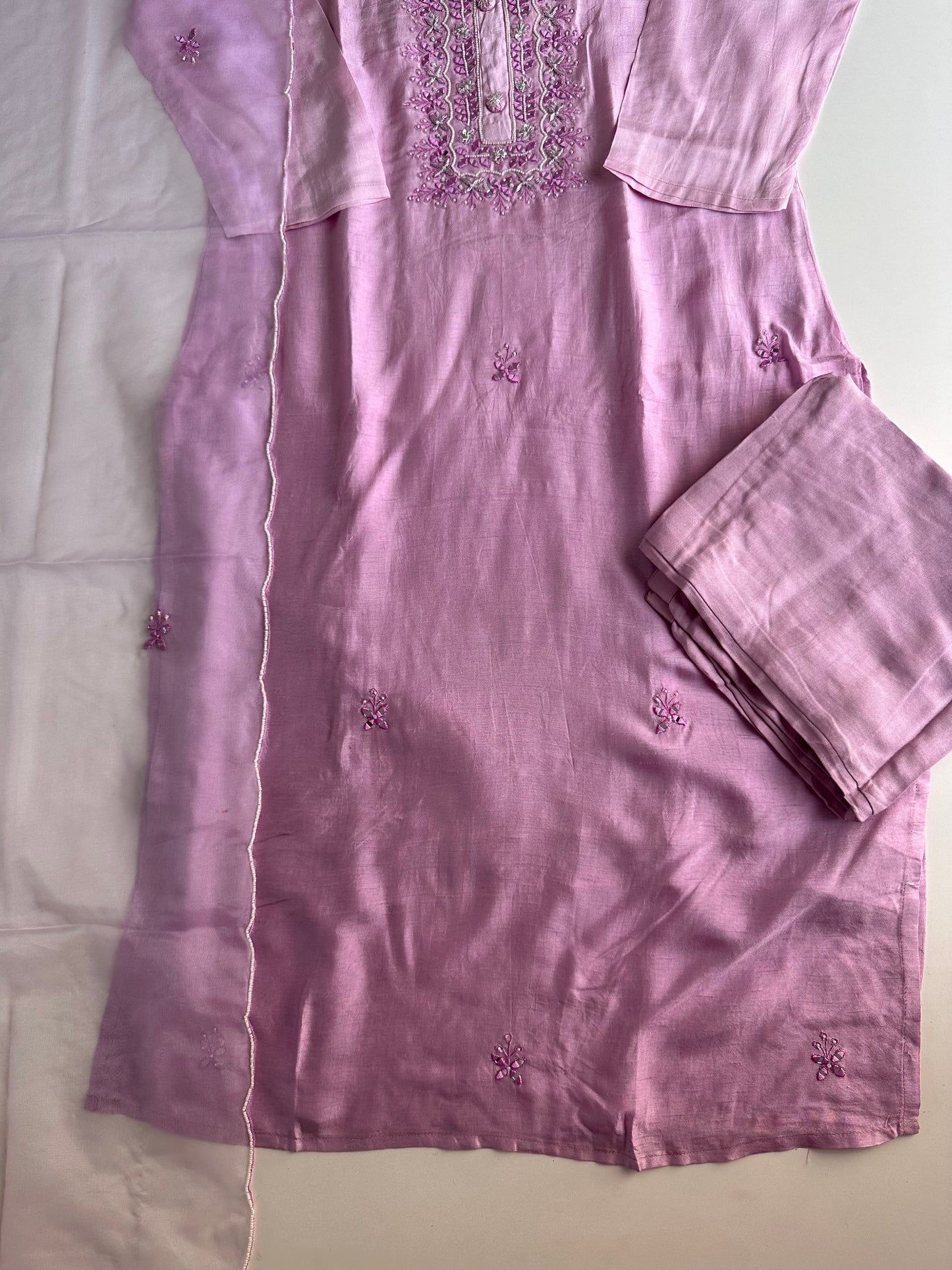 D274 - Dola silk straight kurti with pants and dupatta