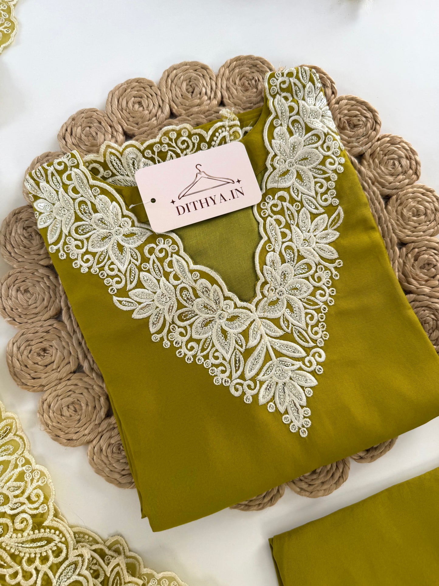 K516 - Roman silk embroidered straight Kurti with pants and dupatta