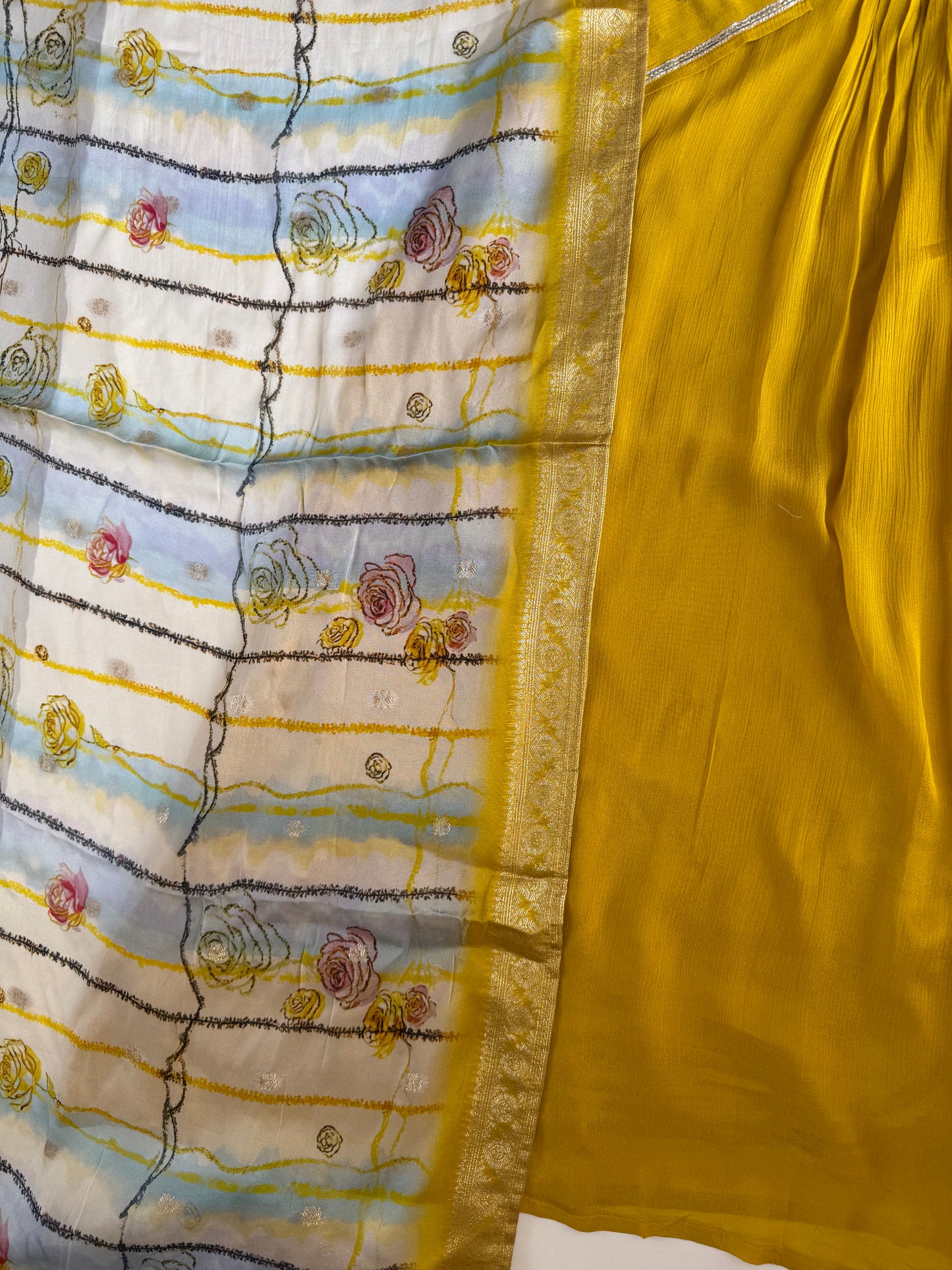 K556 - Chinnon handwork Anarkali with pants and dupatta
