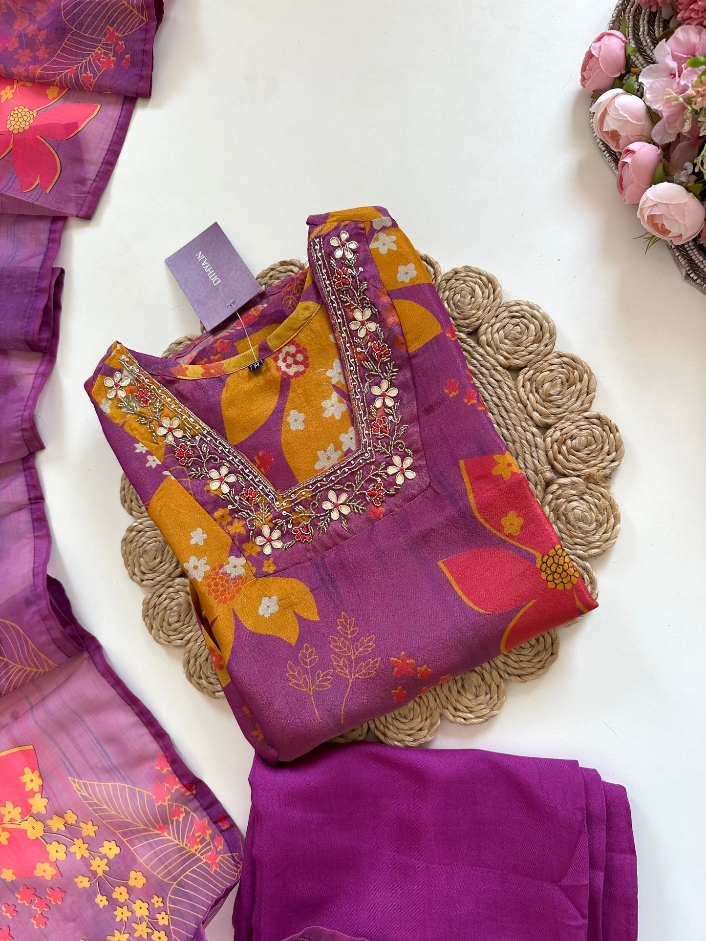 K115 - Tissue silk Anarkali with pants and dupatta
