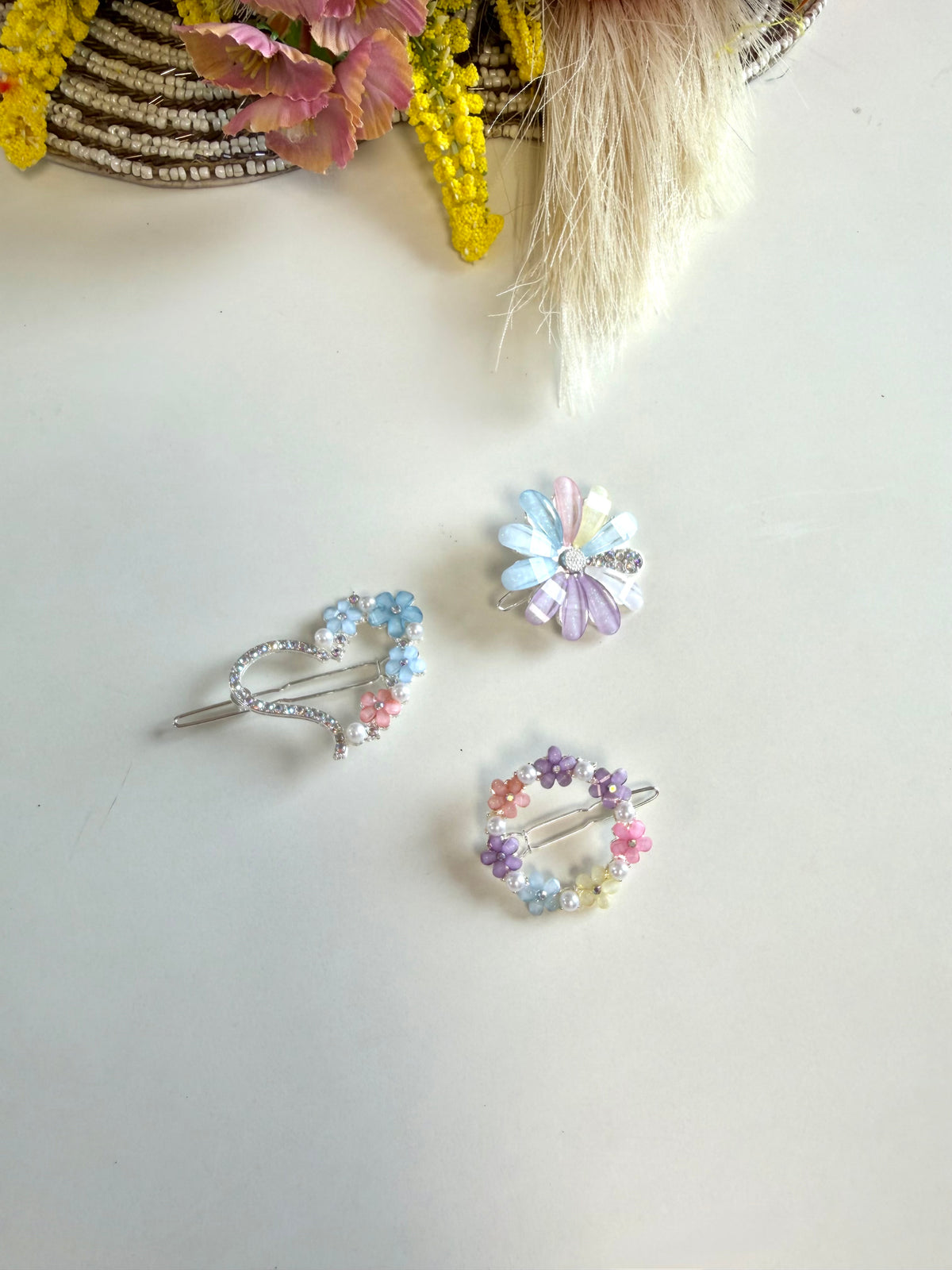 A049 - Set of 3 stone hair clips
