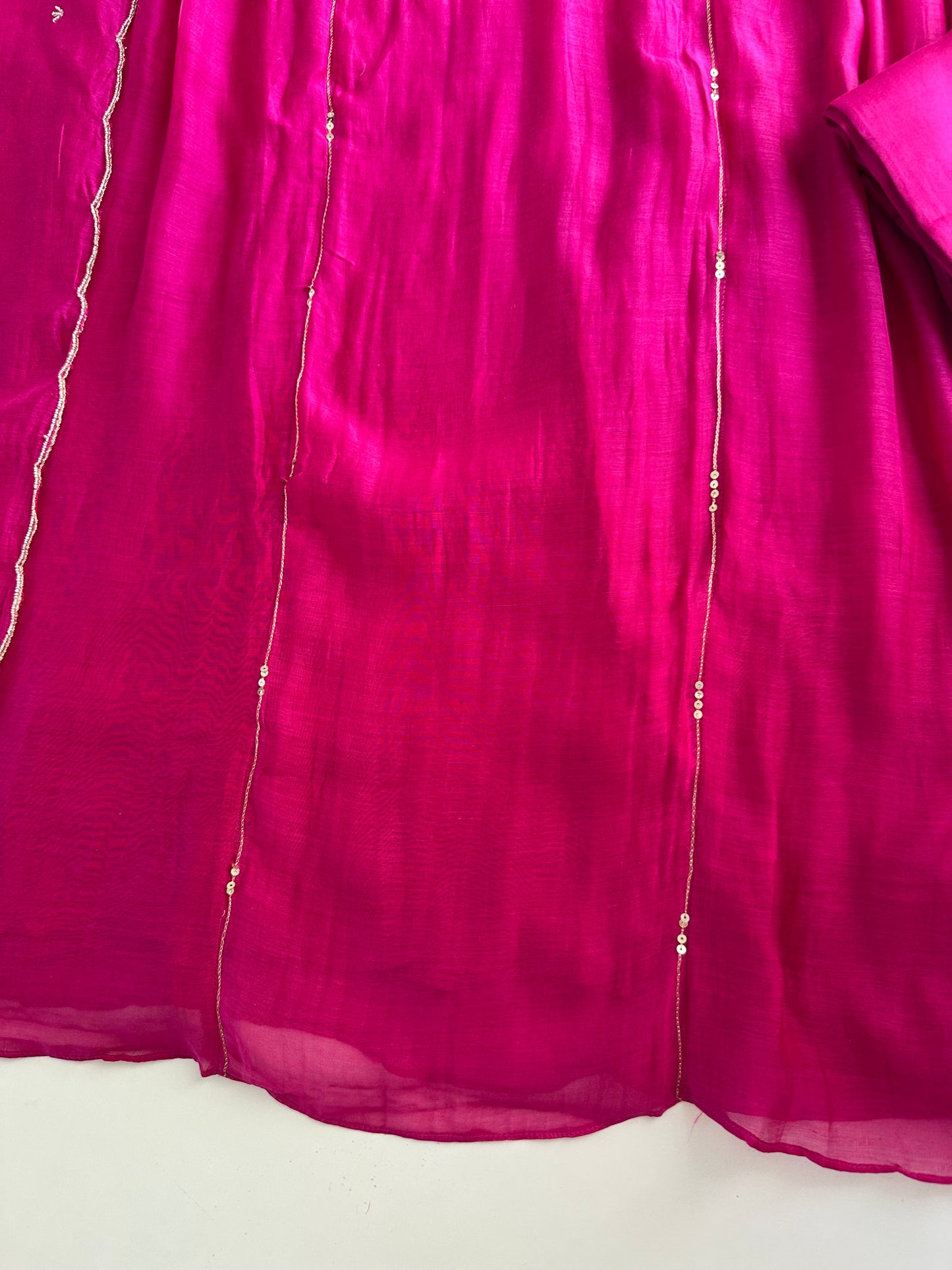 K309 - Mul Chanderi handwork Anarkali with pants and dupatta