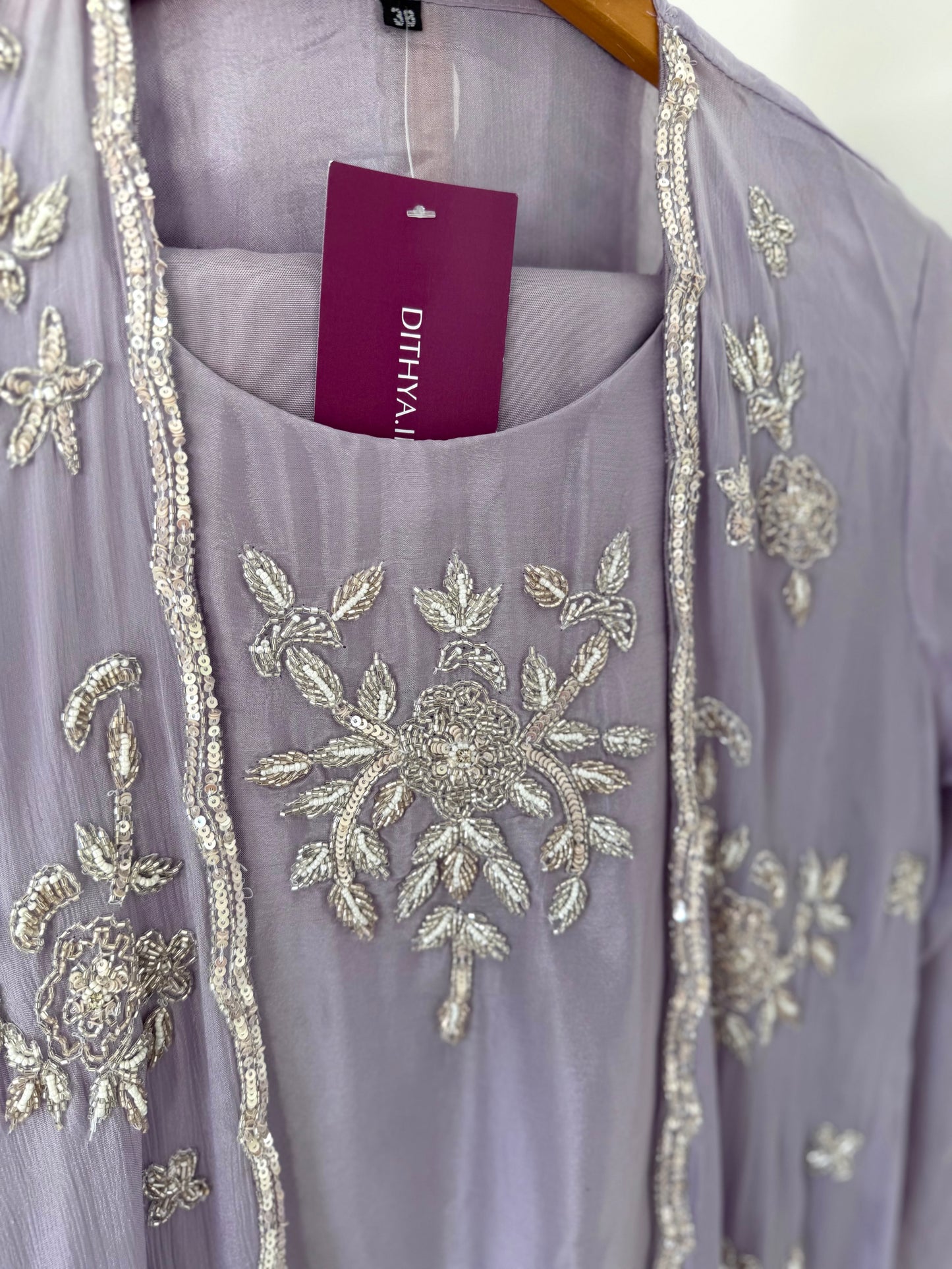 K526 - Pure chinnon cape Kurti with palazzo and chiffon dupatta