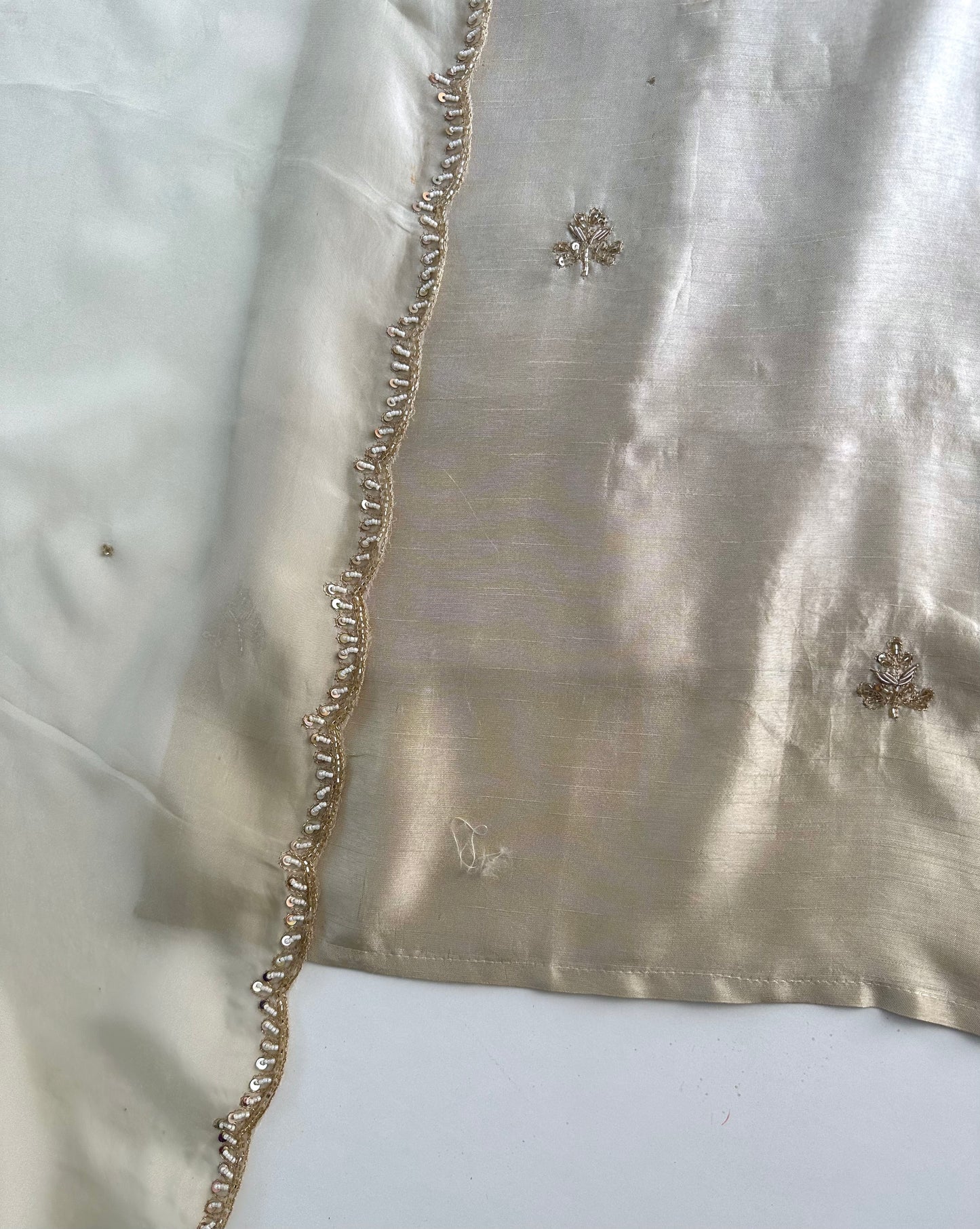 K415 - Russian silk handwork straight Kurti with pants and dupatta