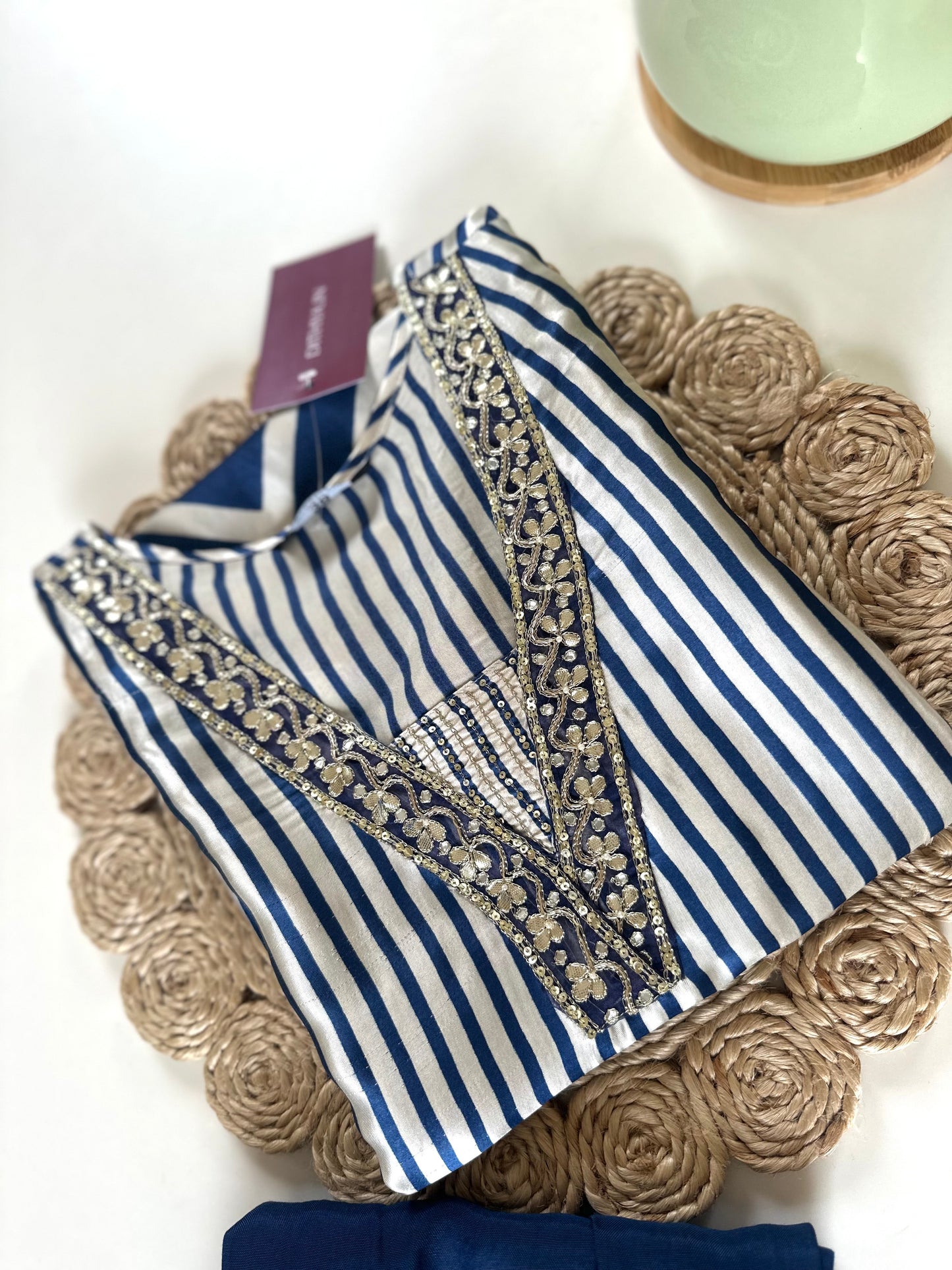 K176 - Pure crape handwork Straight Kurti with pants
