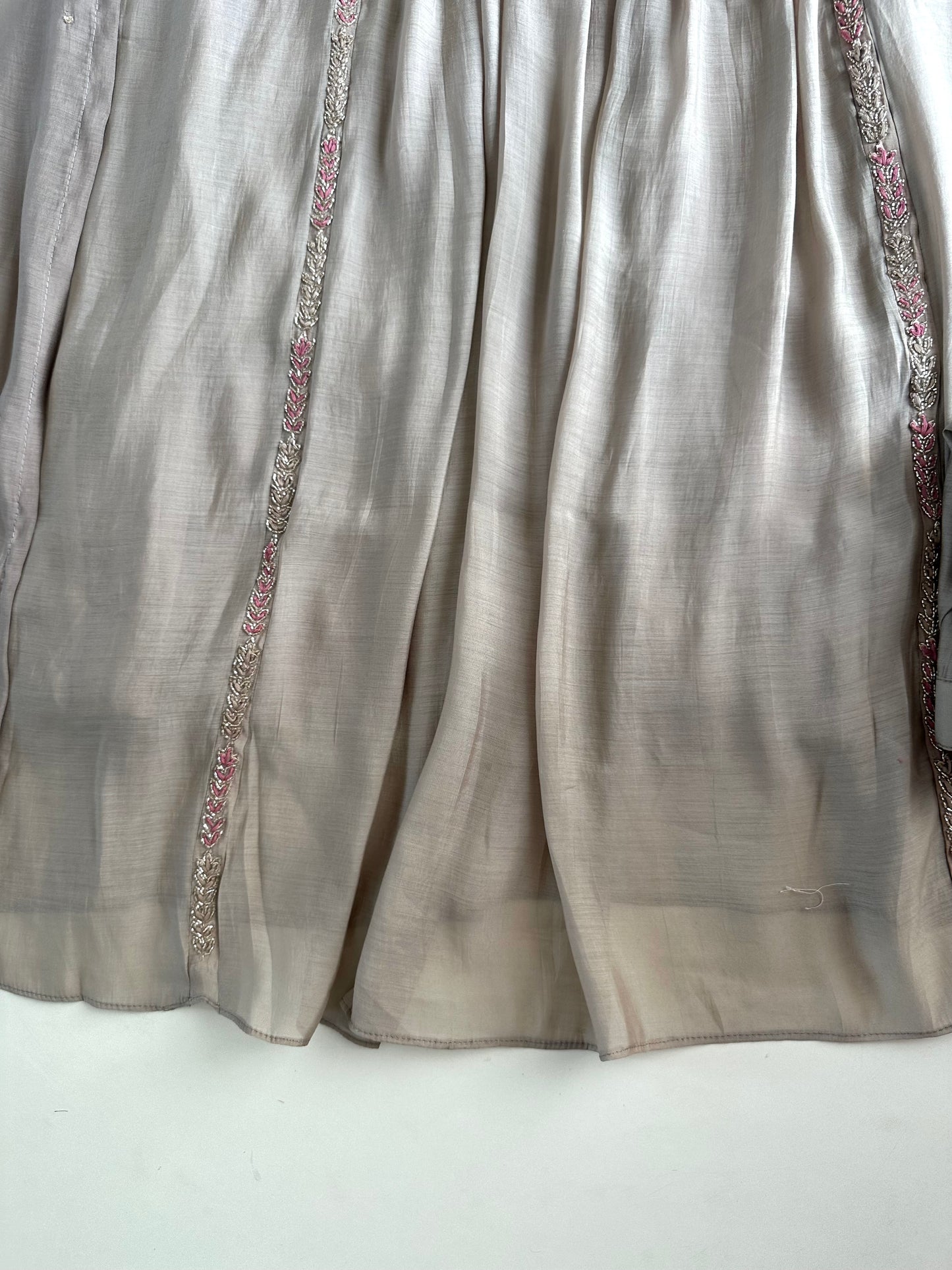 K283 - Mul Chanderi Handwork Anarkali with pants and dupatta