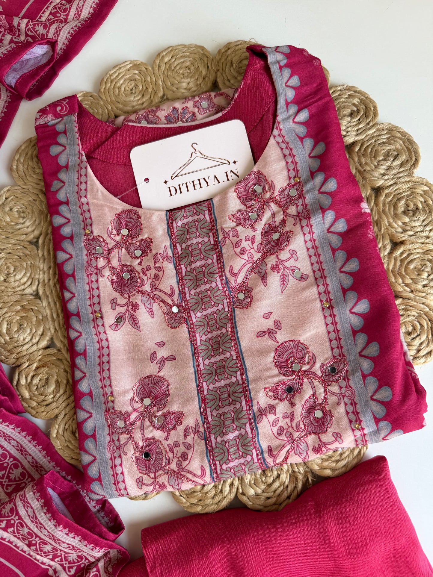 K517 - Rayon printed straight Kurti with pants and dupatta