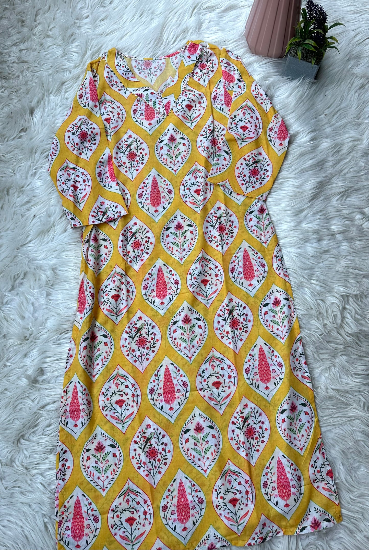K202 - Rayon cotton printed straight Kurti in 2 prints