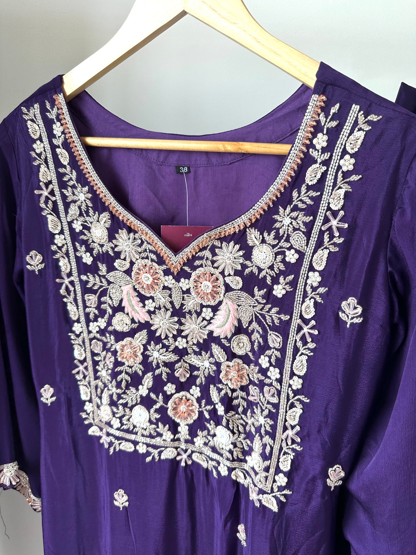 K081 - Chinnon heavy handwork Kurti with Sharara and dupatta
