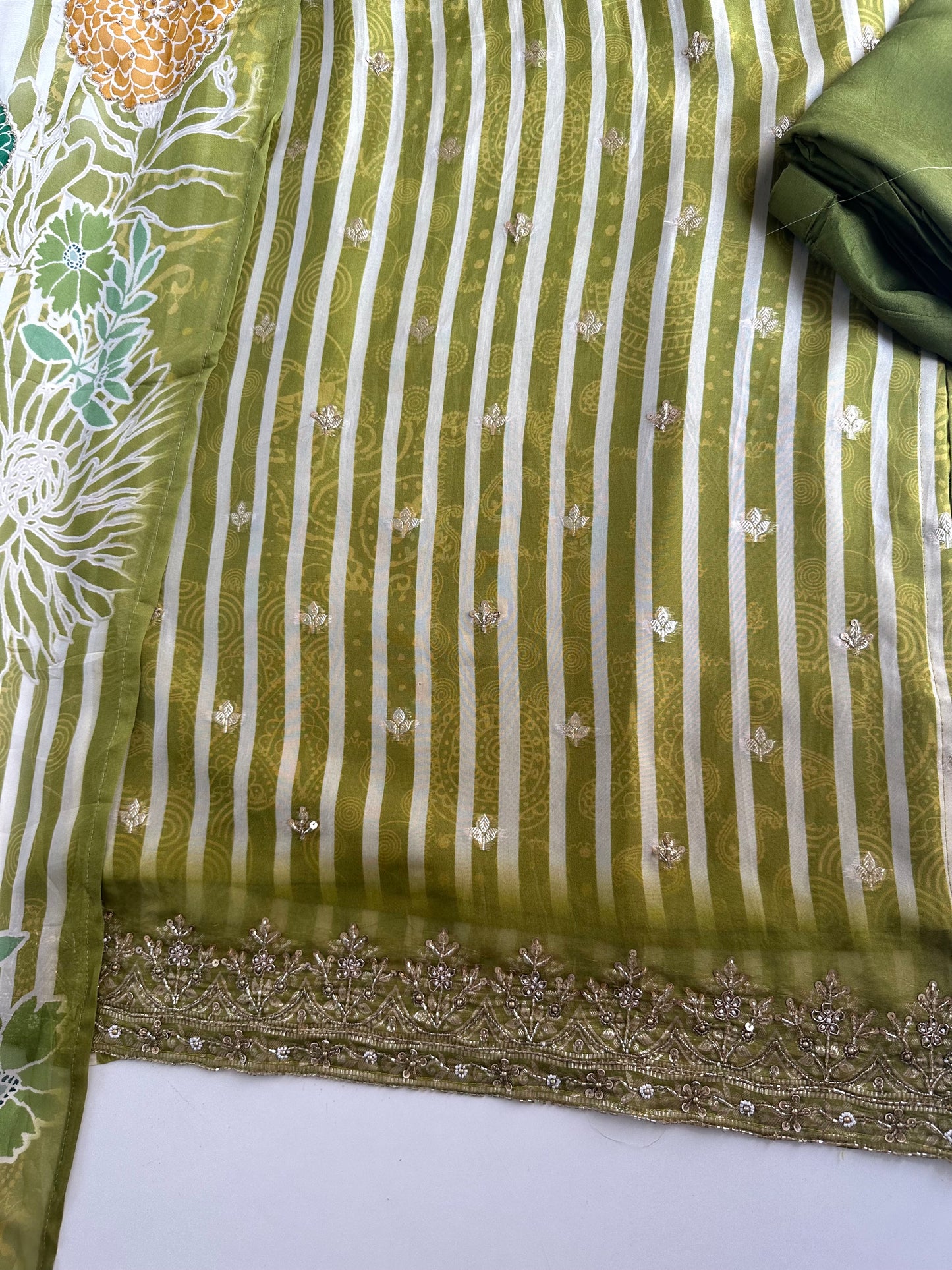 K307 - Viscose organza Straight Kurti with pants and dupatta