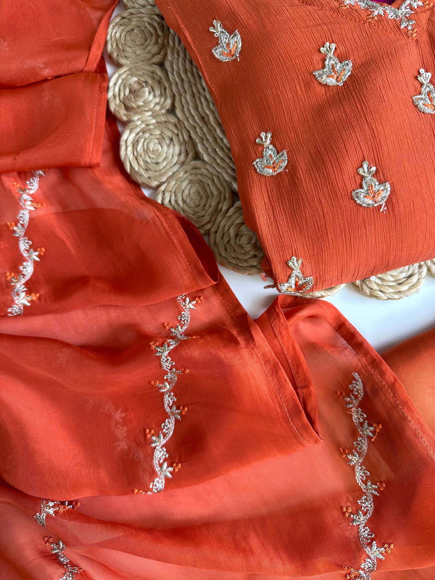 K453 - Chinnon handwork Anarkali with pants and dupatta