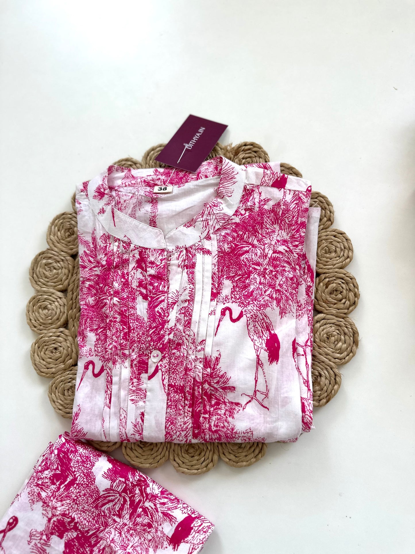 K325 - Cotton floral Aline Kurti with pants