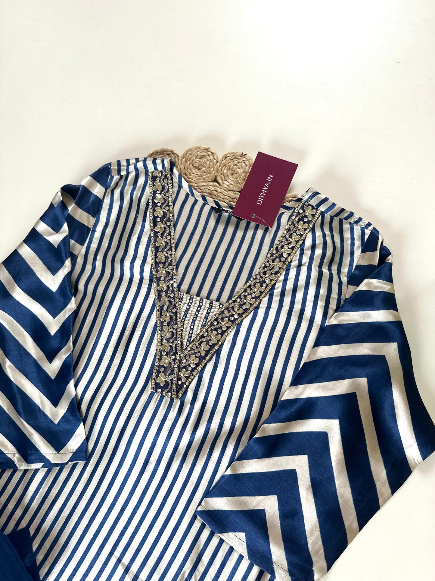 K176 - Pure crape handwork Straight Kurti with pants