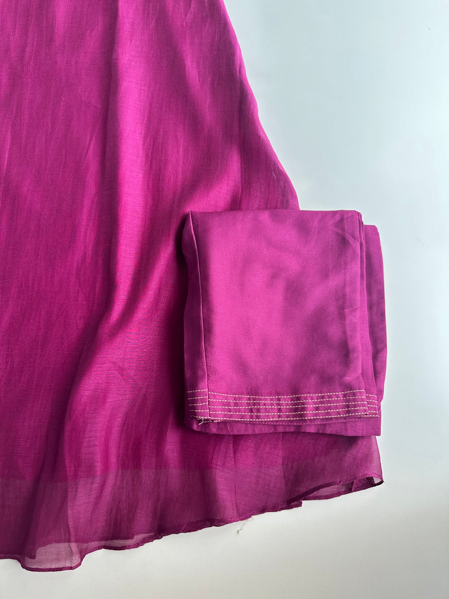 K032 - Pure mul Chanderi handwork Aline Kurti with pants and dupatta in 2 colours
