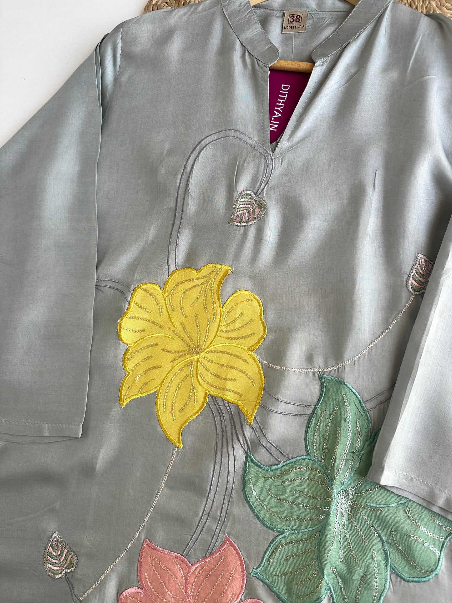 K354 - Pure muslin appliqué coord set