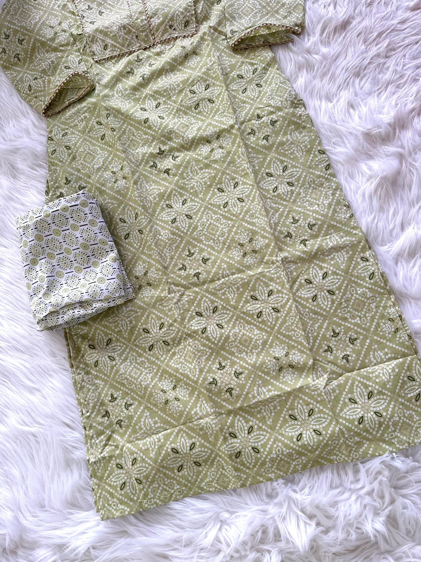 K394 - Cotton printed Kurti with pants and dupatta in 3 colours