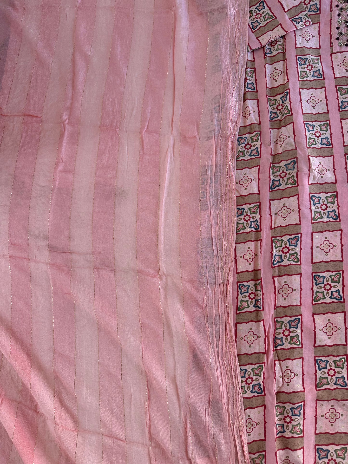 D385 - Muslin silk straight kurti with pants and dupatta
