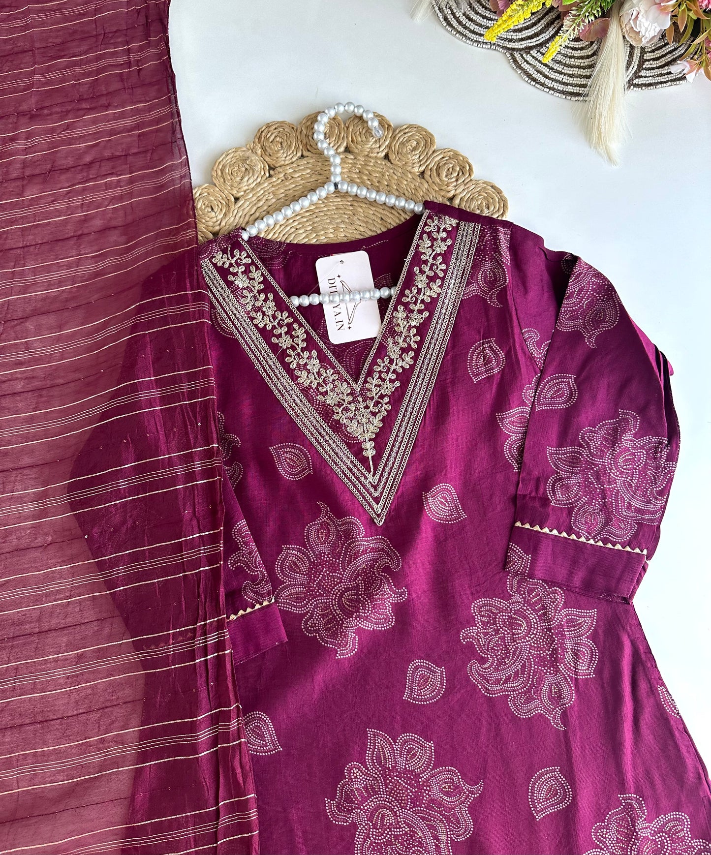 K479 - Roman silk straight Kurti with pant and dupatta