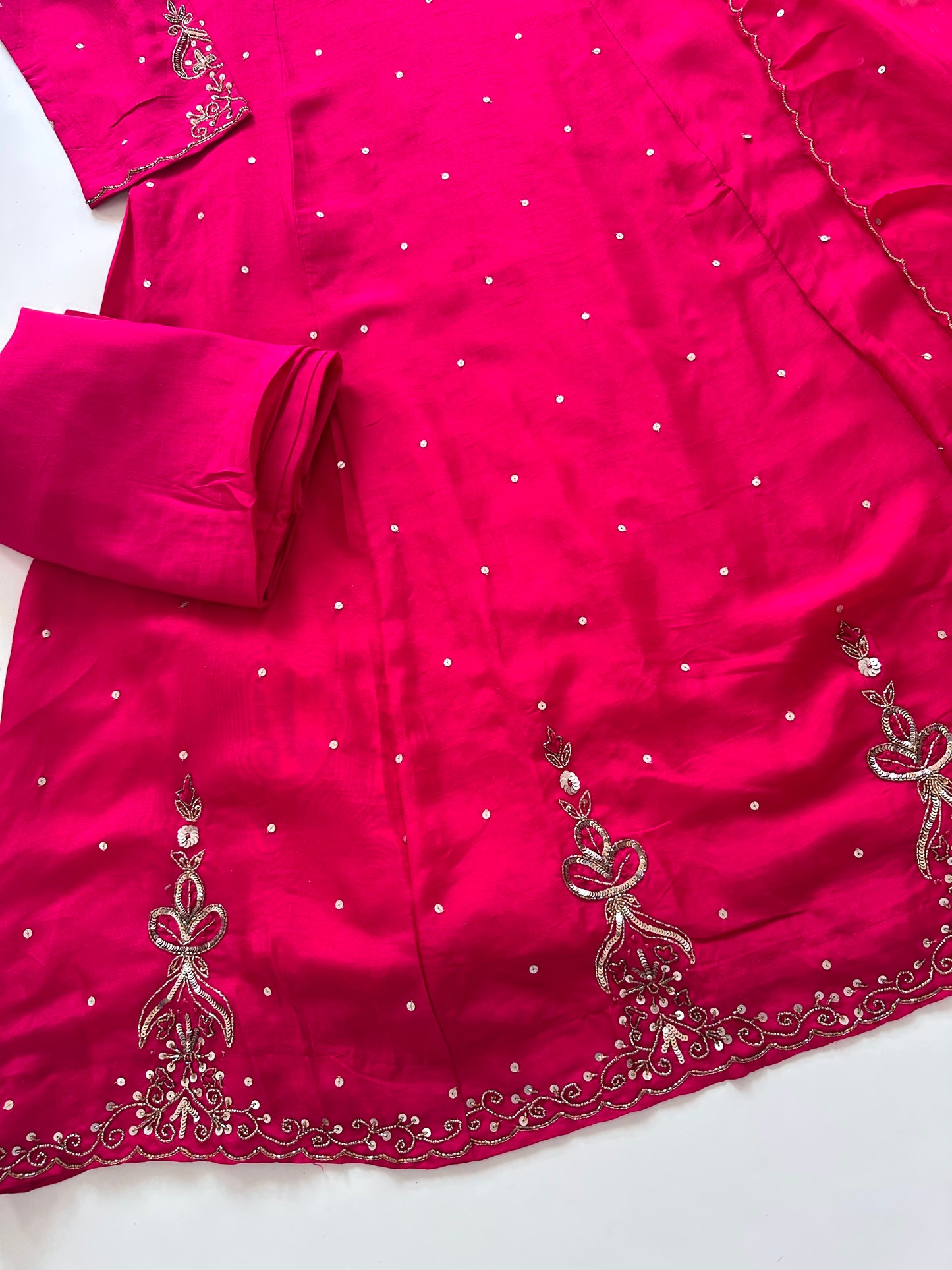K212 - Russian silk handwork Anarkali with pants and dupatta