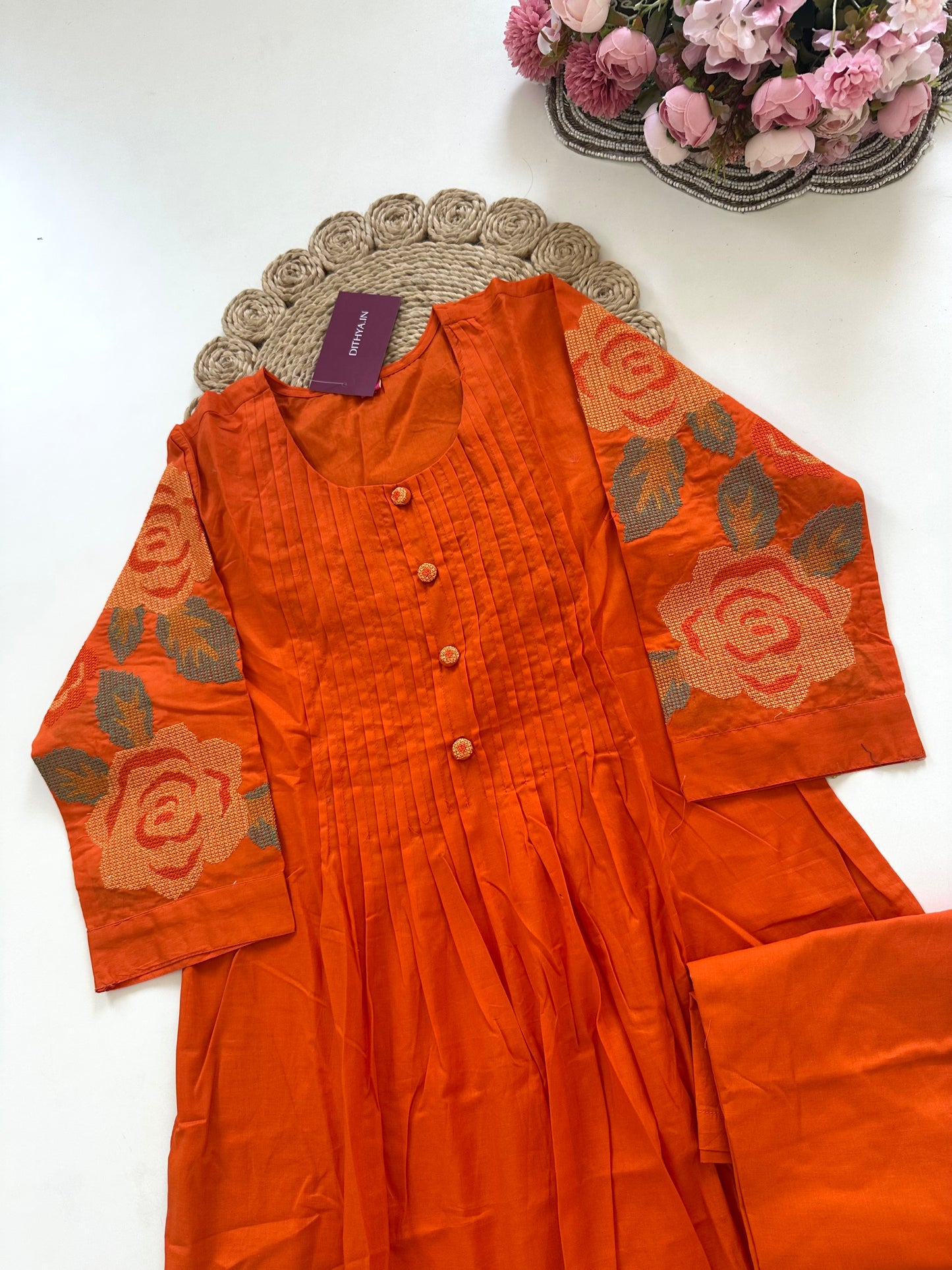 K001 - Cotton embroidered Kurti with pants