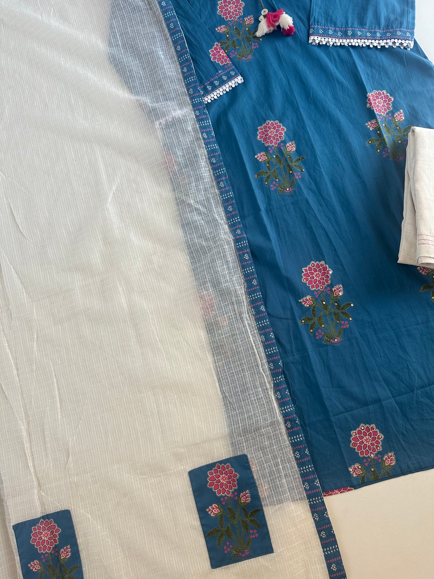 K233 - Mul cotton printed straight Kurti with pants and dupatta