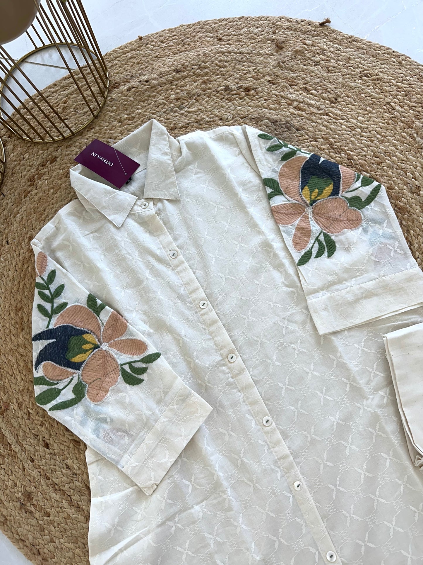 K135 - Slub cotton embroidered coord set