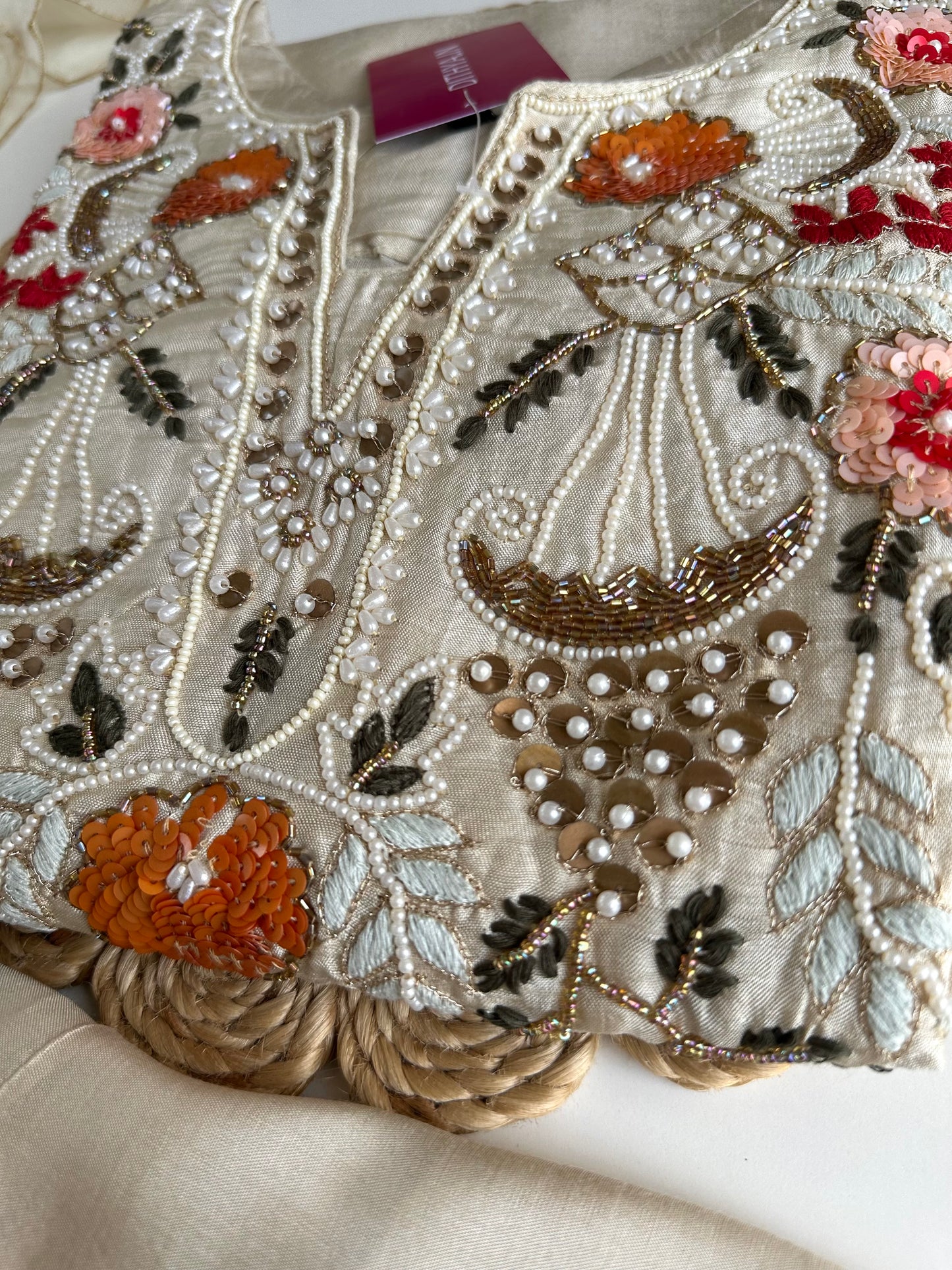 K332 - Russian silk handwork straight Kurti with pants and dupatta