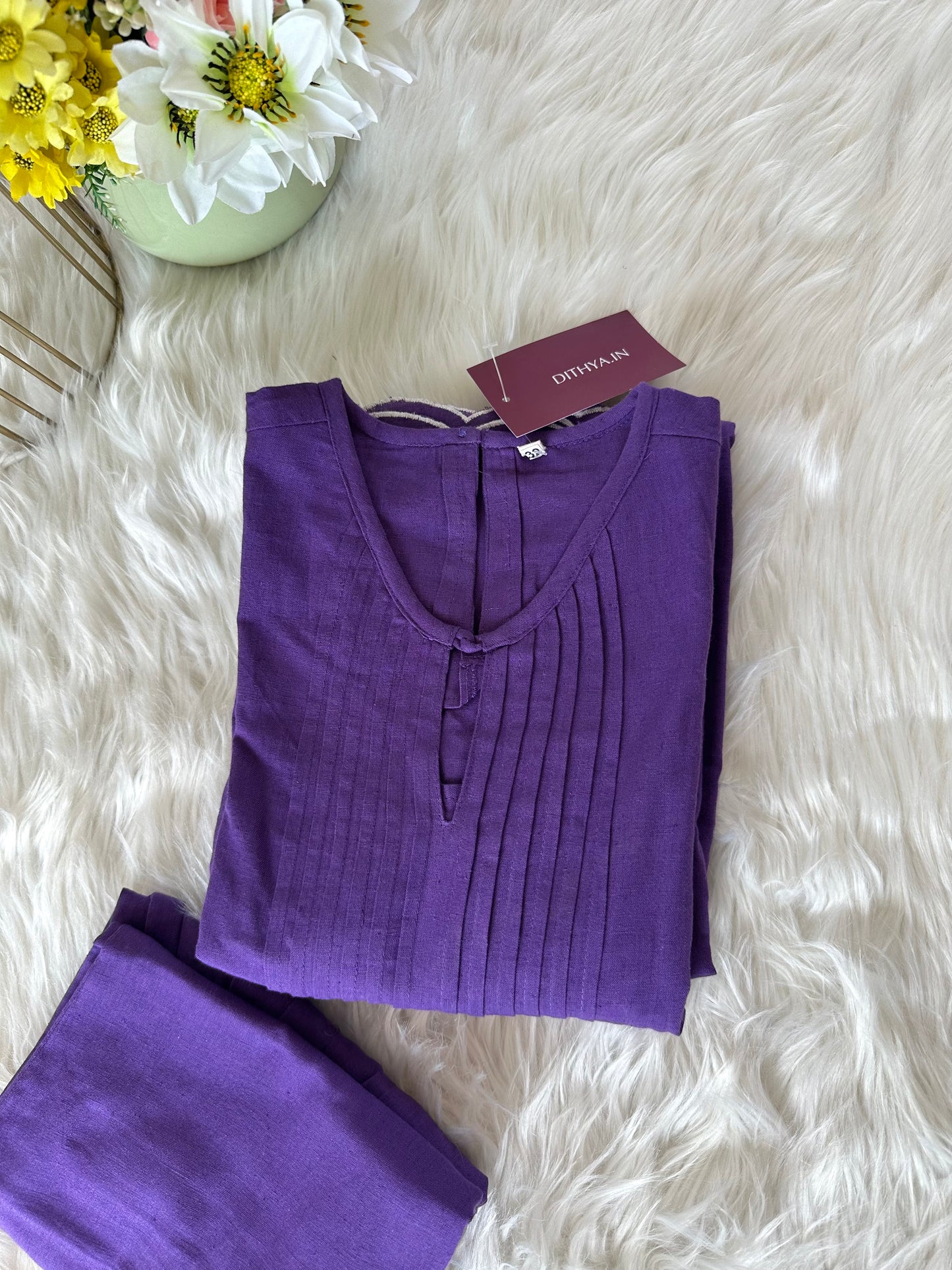 K289 - Cotton embroidered Aline Kurti with pants
