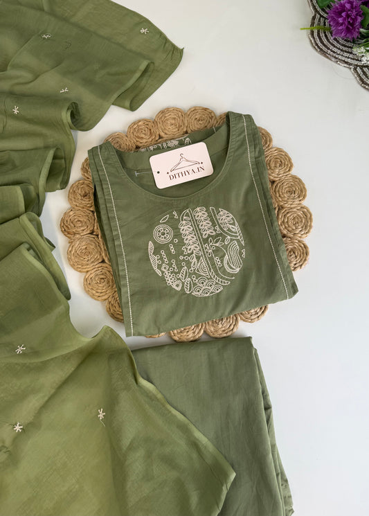 K549 - Mul cotton Straight Kurti with pants and dupatta