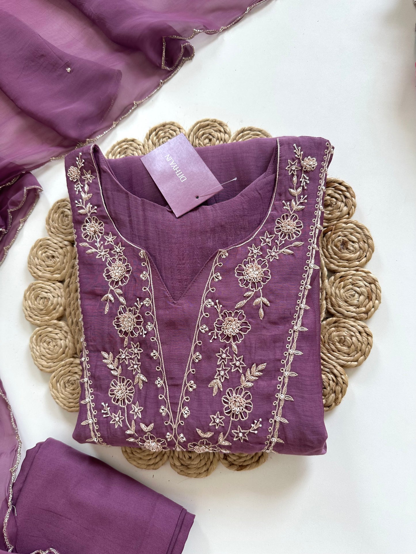 K080 - Mul Chanderi handwork Anarkali with pants and dupatta
