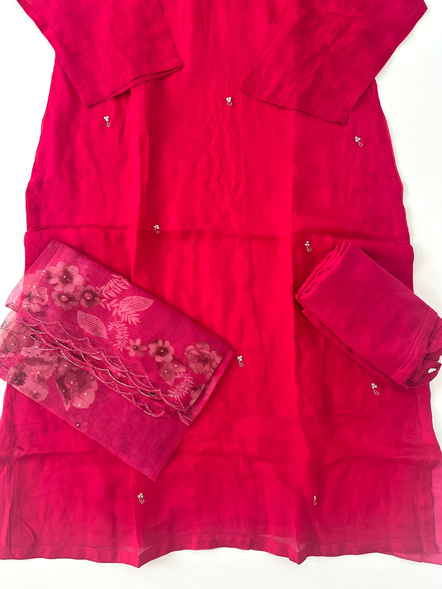 D211 - Muslin silk straight kurti with pants and dupatta