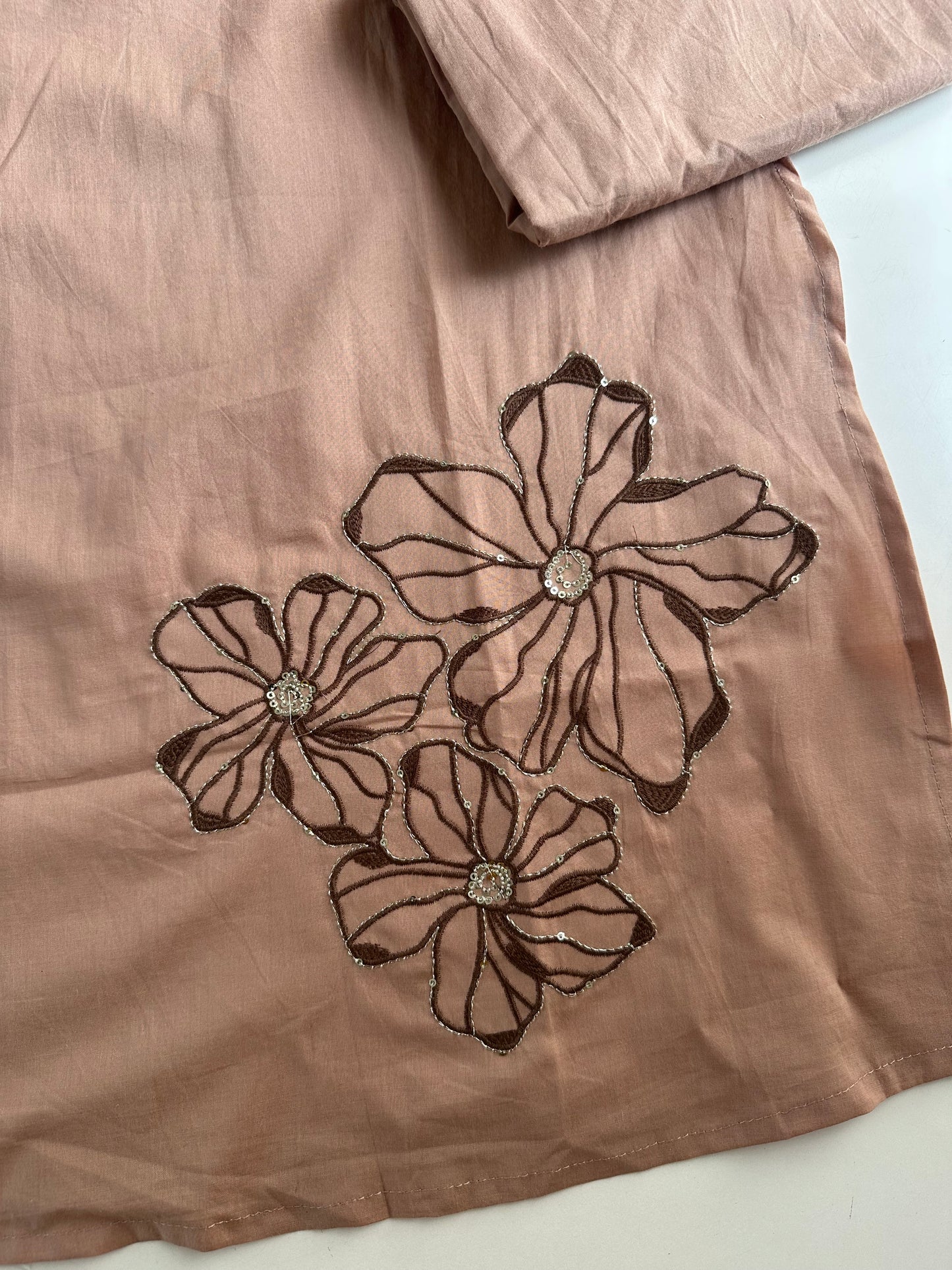 K184 - Mul cotton embroidered straight Kurti with pants and dupatta