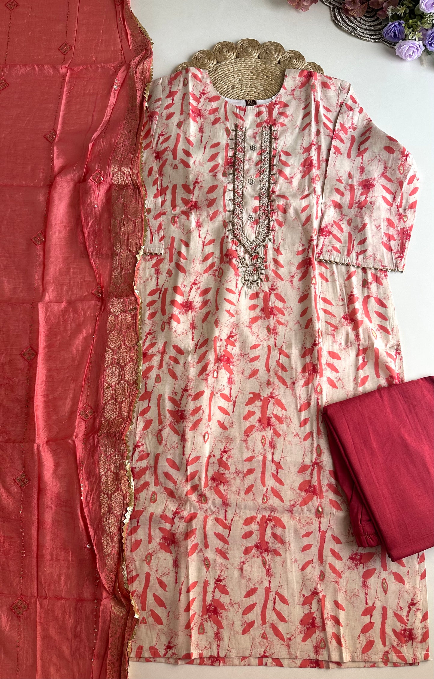 D278 - Roman silk straight kurti with pants and dupatta