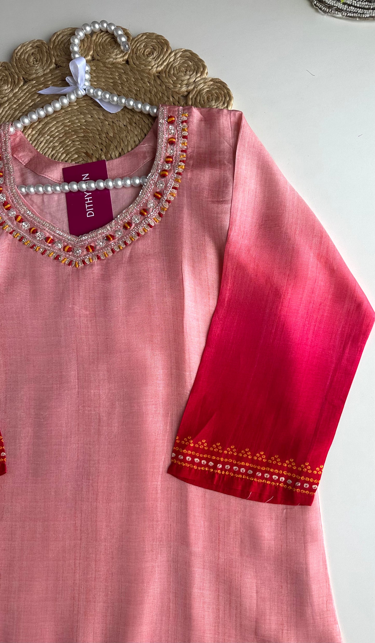 K305 - Russian silk handwork straight kurti with pants and dupatta