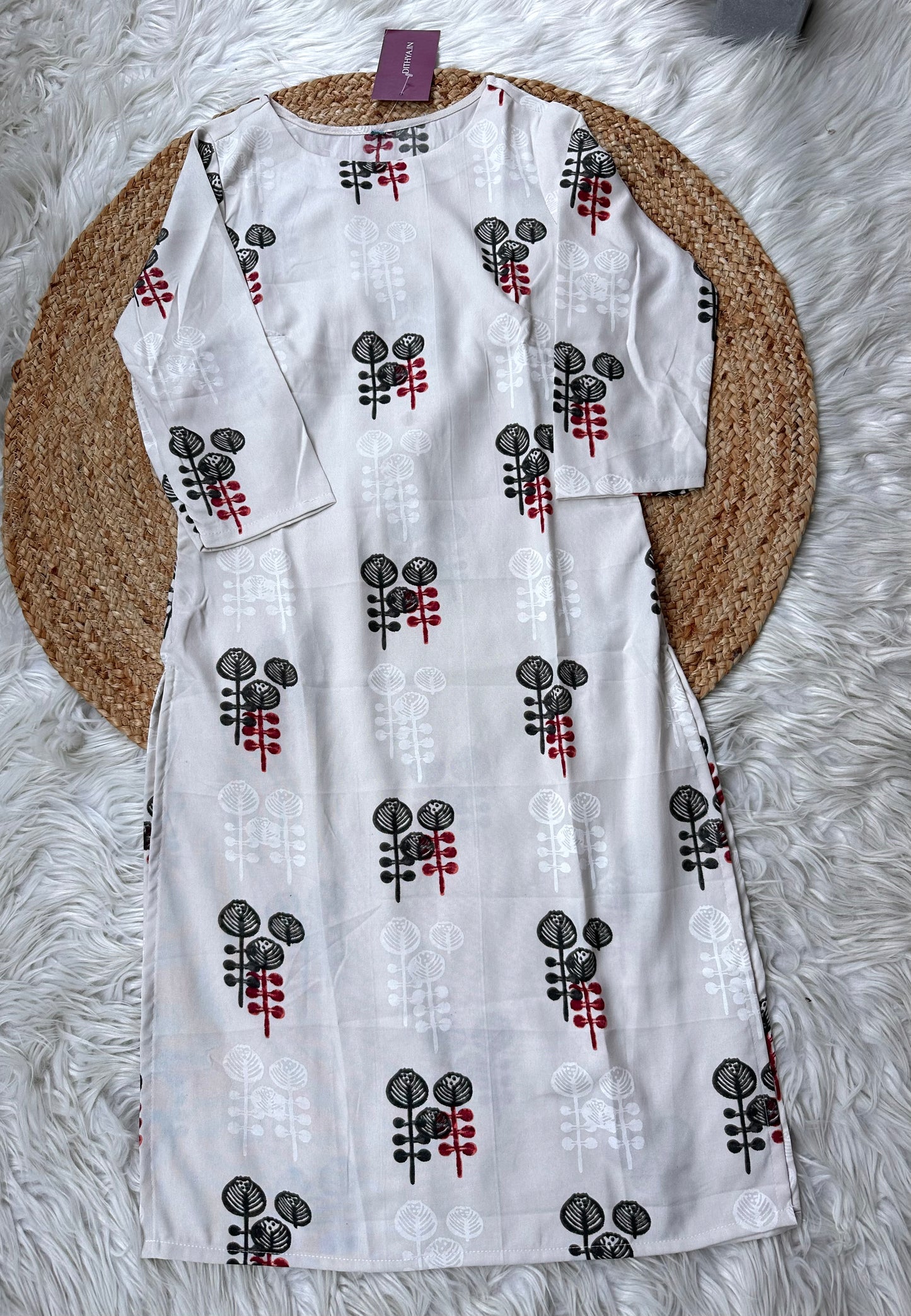 K222 - Rayon cotton printed straight Kurti in 2 prints