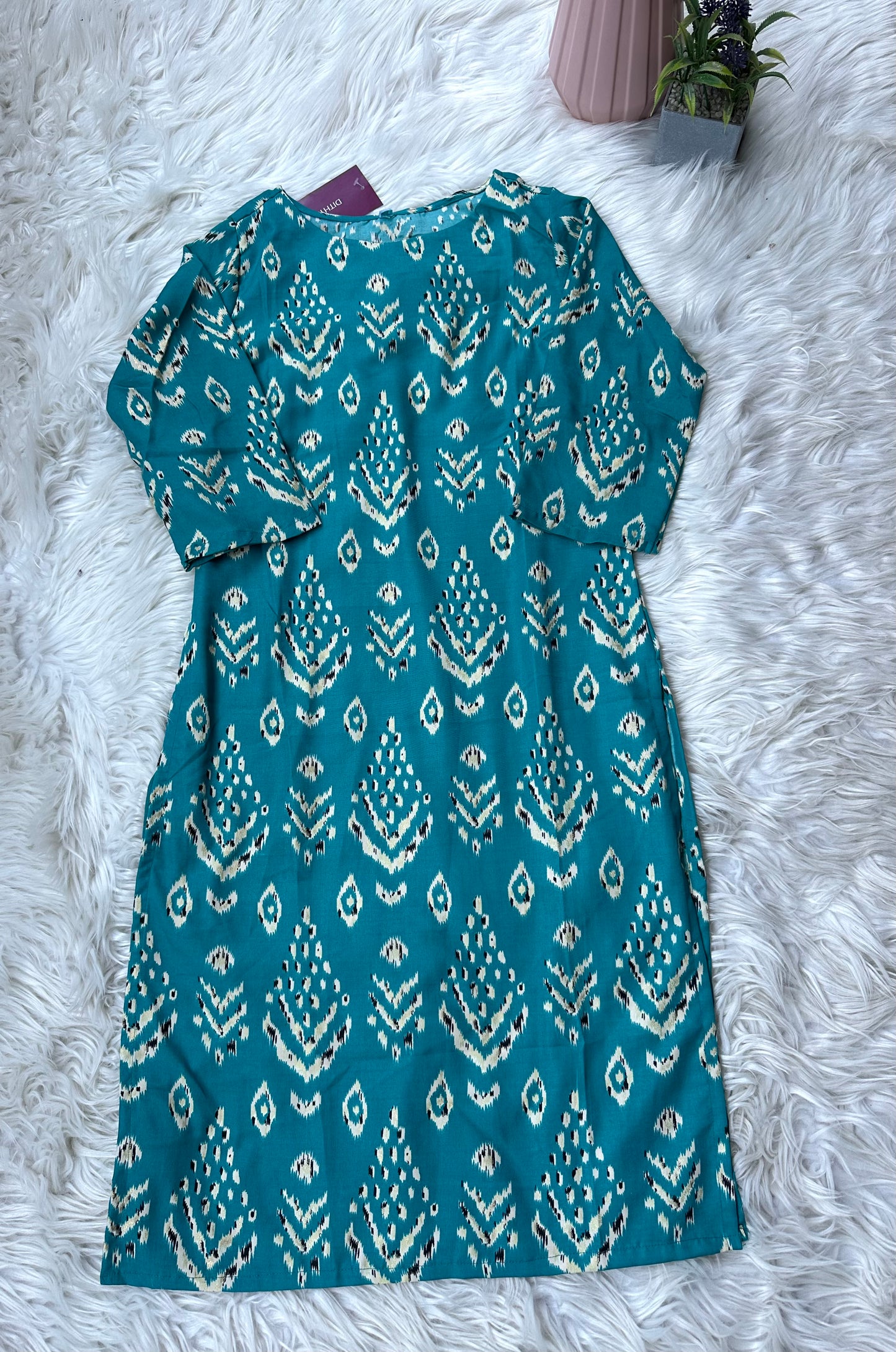 K198 - Rayon cotton printed straight Kurti in 3 prints