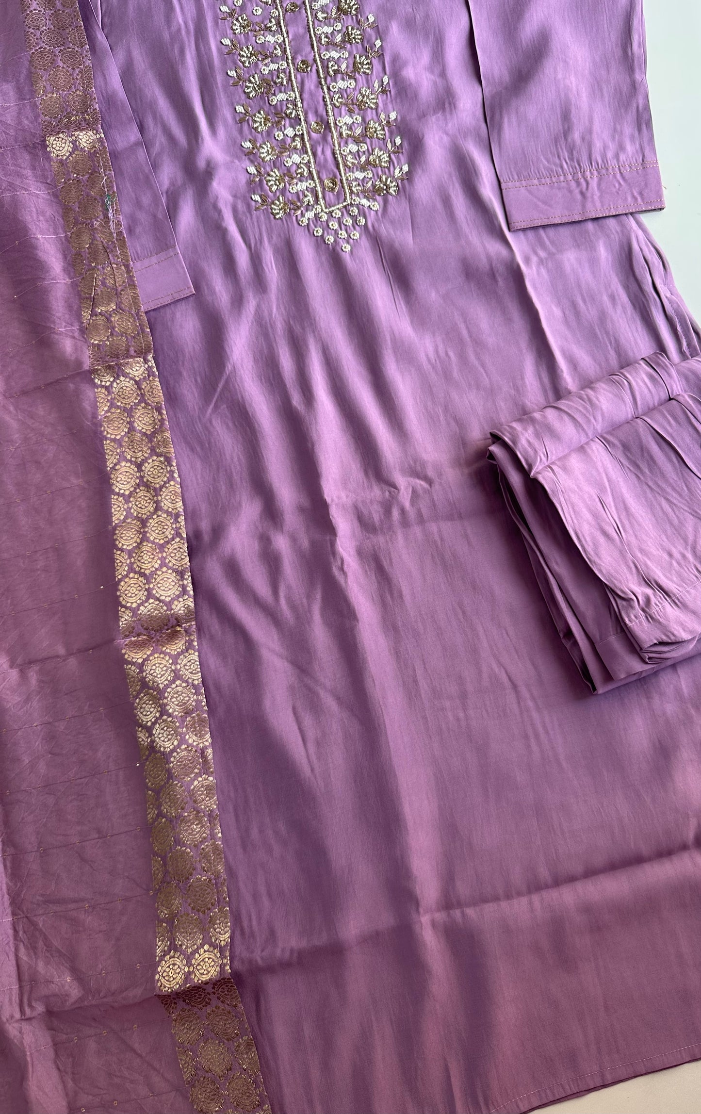 D270 - Roman silk straight kurti with pants and dupatta