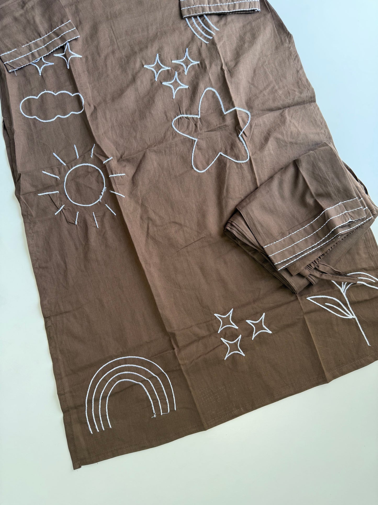K460 - Cotton embroidered straight Kurti with pants in 2 colours